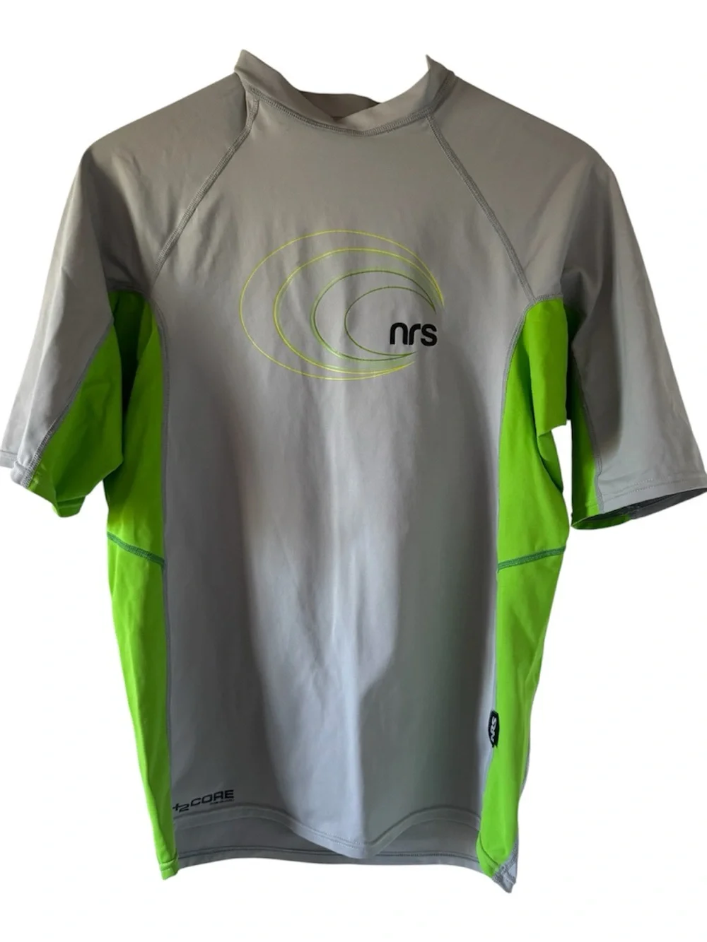 NRS Men’s H2Core Short-Sleeve Rash Guard, Gray/Green - XL